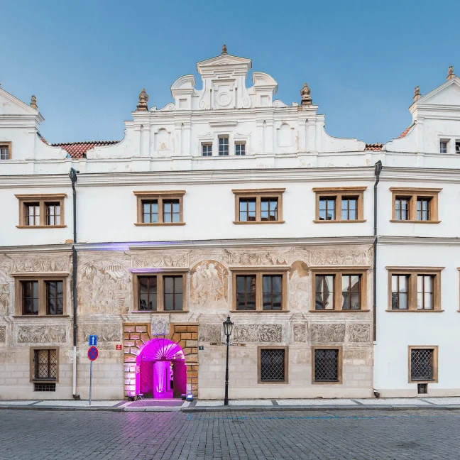 The Renaissance facade of Martinický Palace on Hradčanské náměstí