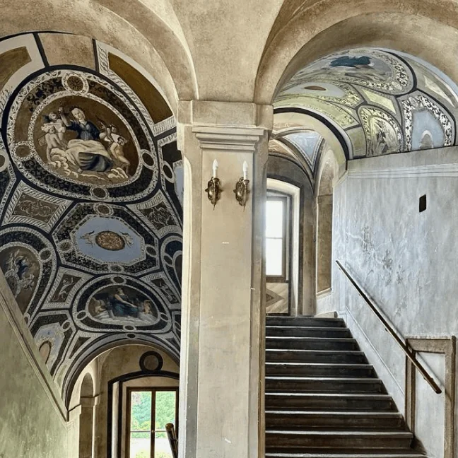 The painted vaulted staircase inside Martinický Palace